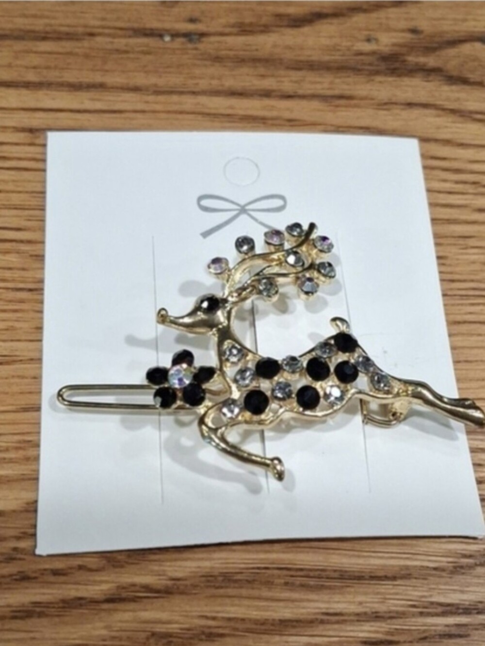 Elegant Gold & Black Reindeer Barrette